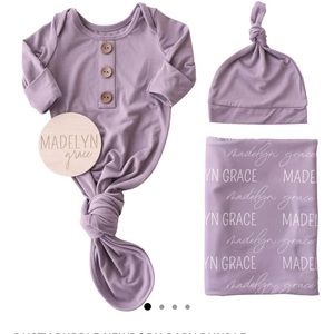 Caden Lane - knotted gown with knitted hat - 0-3 mo